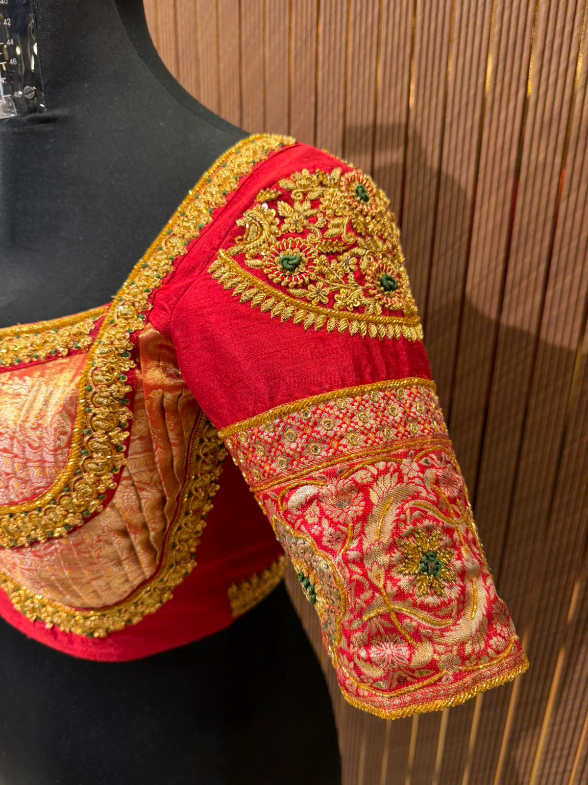 Vibrant Tangerine Orange Hand-Embroidered Designer Blouse with Zardozi and Pearl Work
