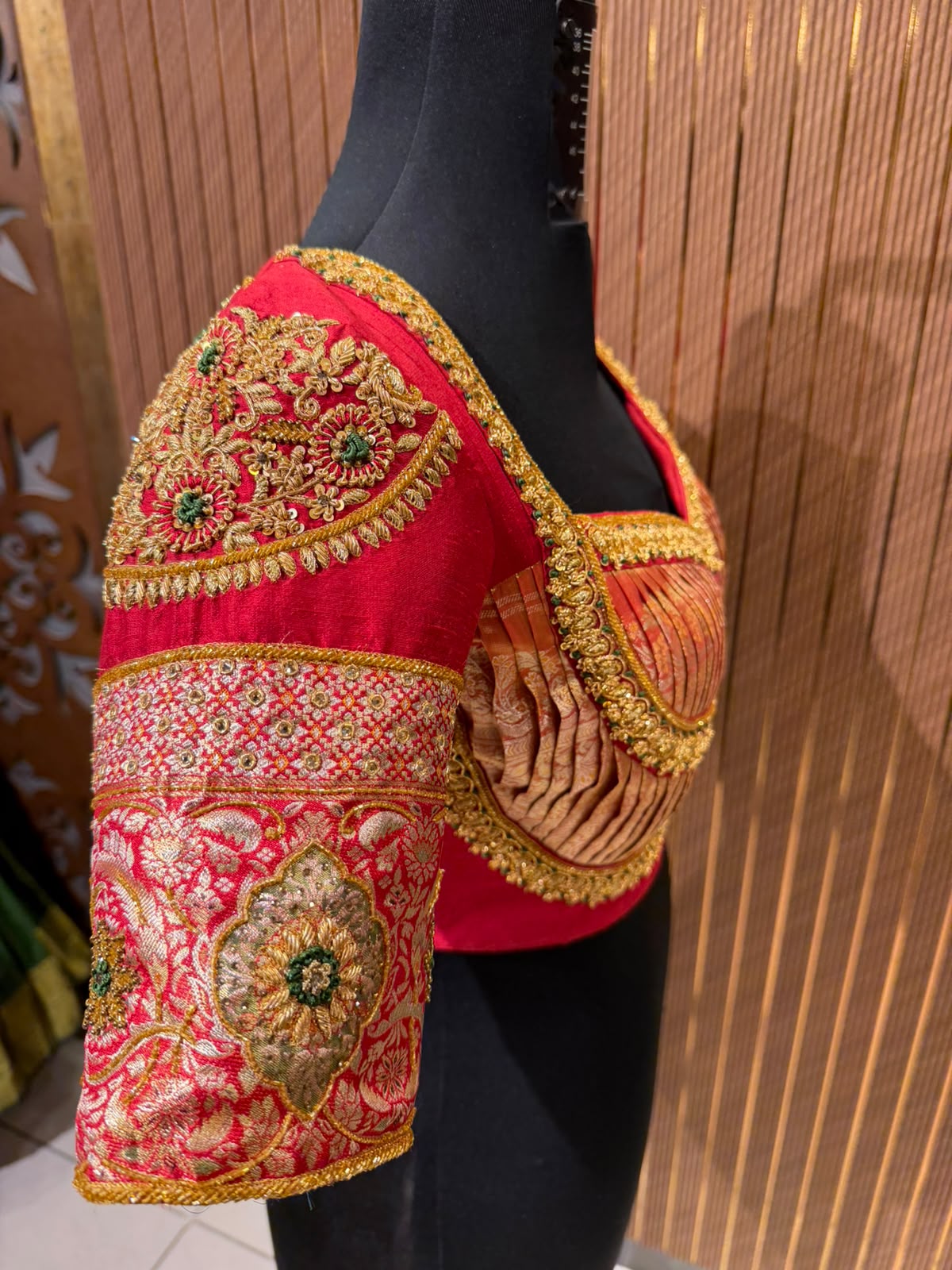 Vibrant Tangerine Orange Hand-Embroidered Designer Blouse with Zardozi and Pearl Work