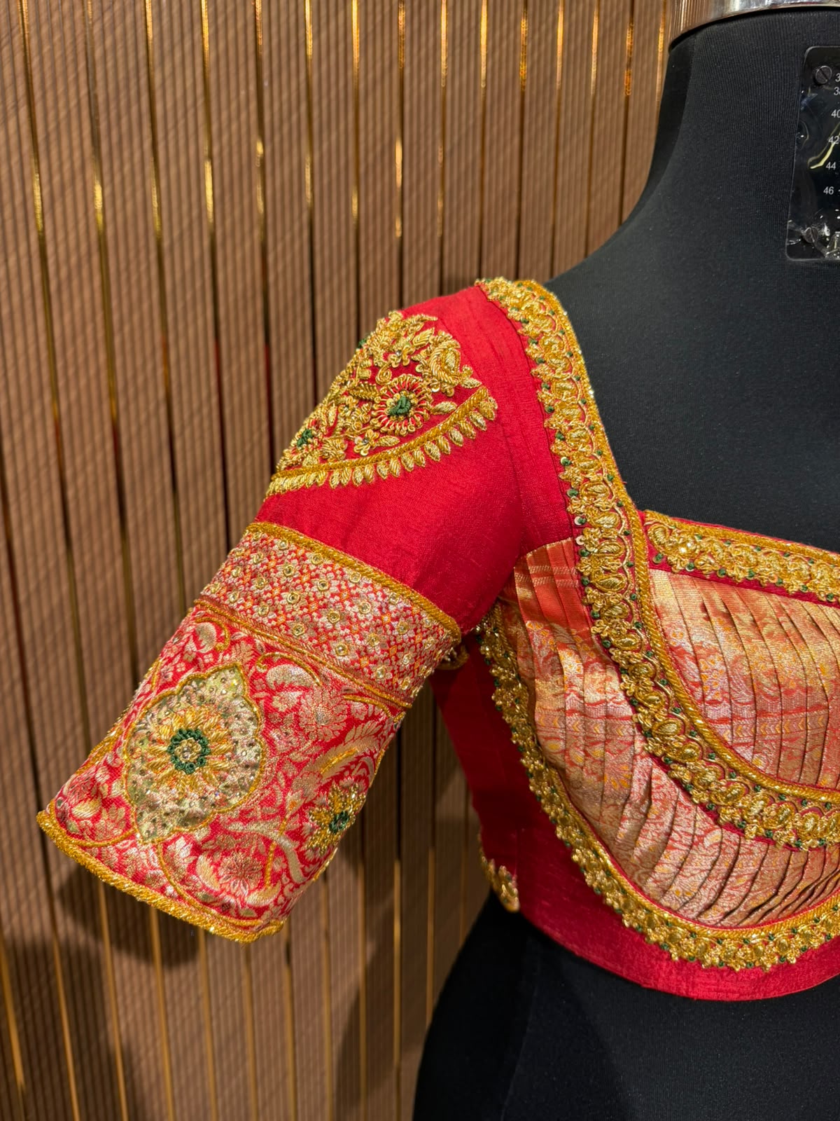 Vibrant Tangerine Orange Hand-Embroidered Designer Blouse with Zardozi and Pearl Work